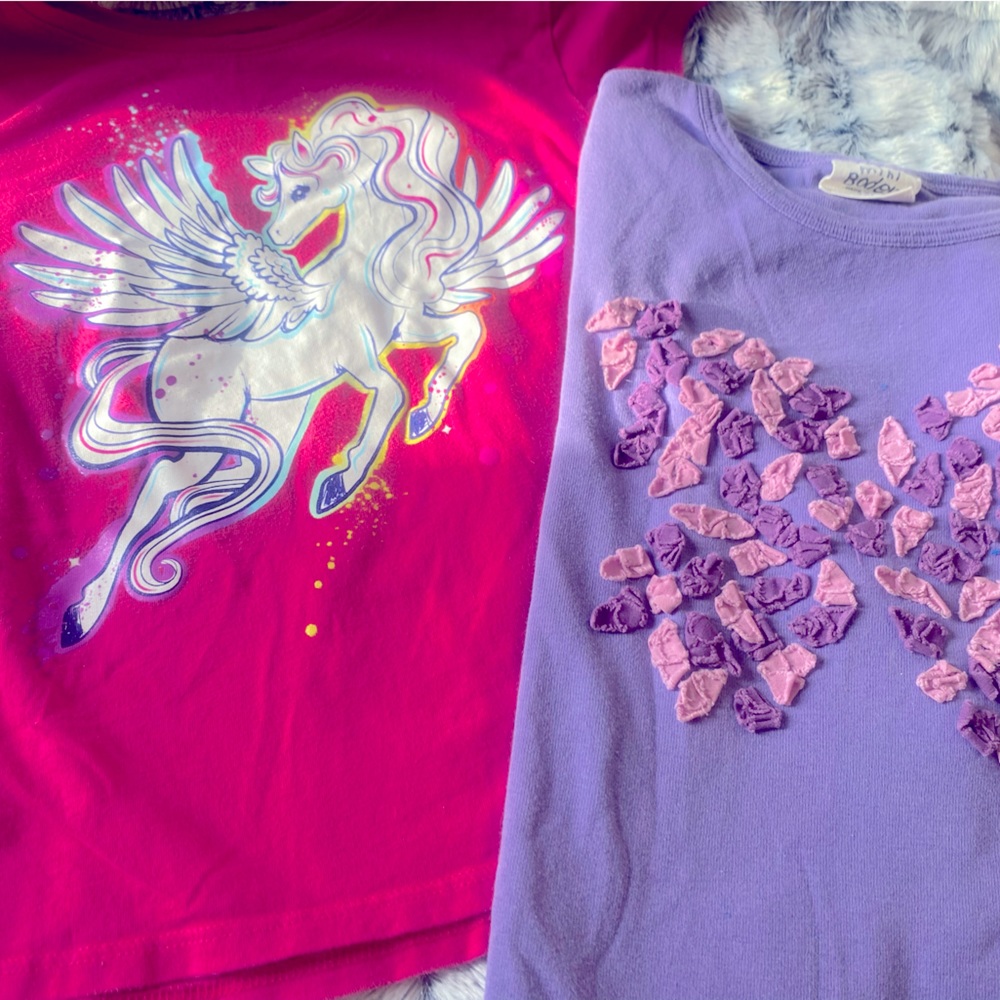 2 shirts one price, toddler size 5-6 girls short sleeve TSHIRTs